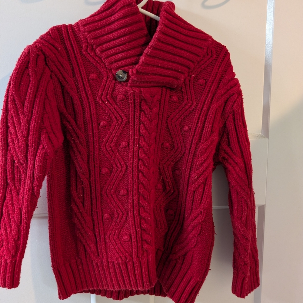 Cat & Jack Bright Red Cable Knit Sweater